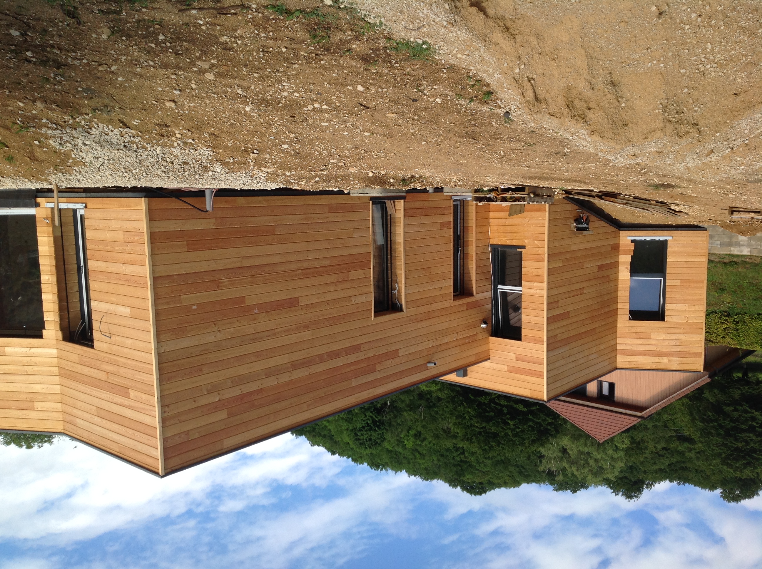 Chantier de bardage bois d'Alain Eme Menuiserie près de Besançon